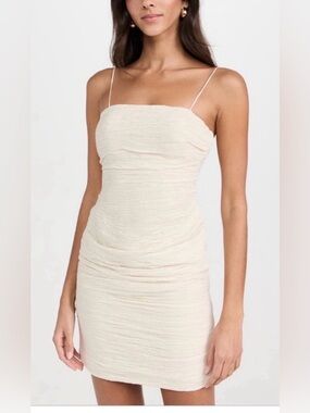 Maylé Vásquez Cozon Ruched Mini Dress in Sand - XS neutral date night party